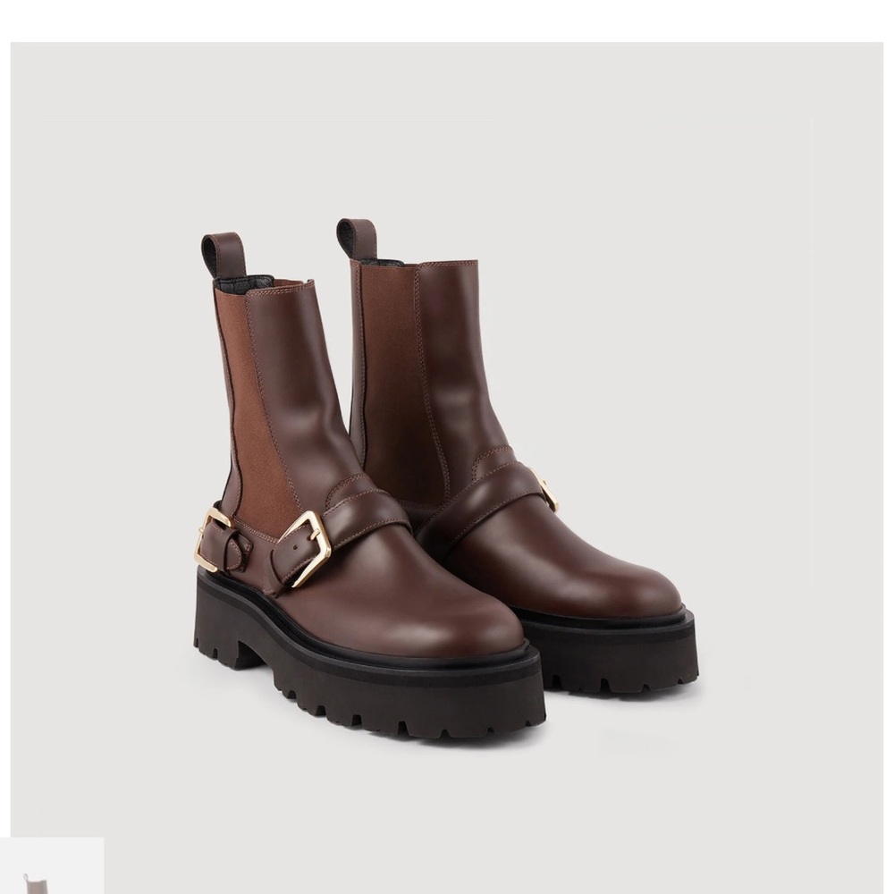 Sandro Leather Ankle Boots - Picture 2 of 7